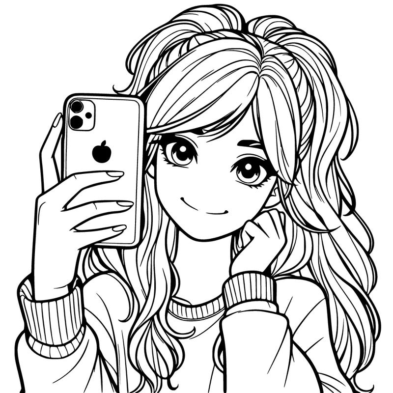 teen girl taking a picture with phone