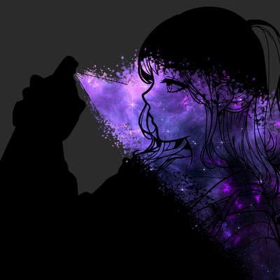 a realistic girl spray, painting