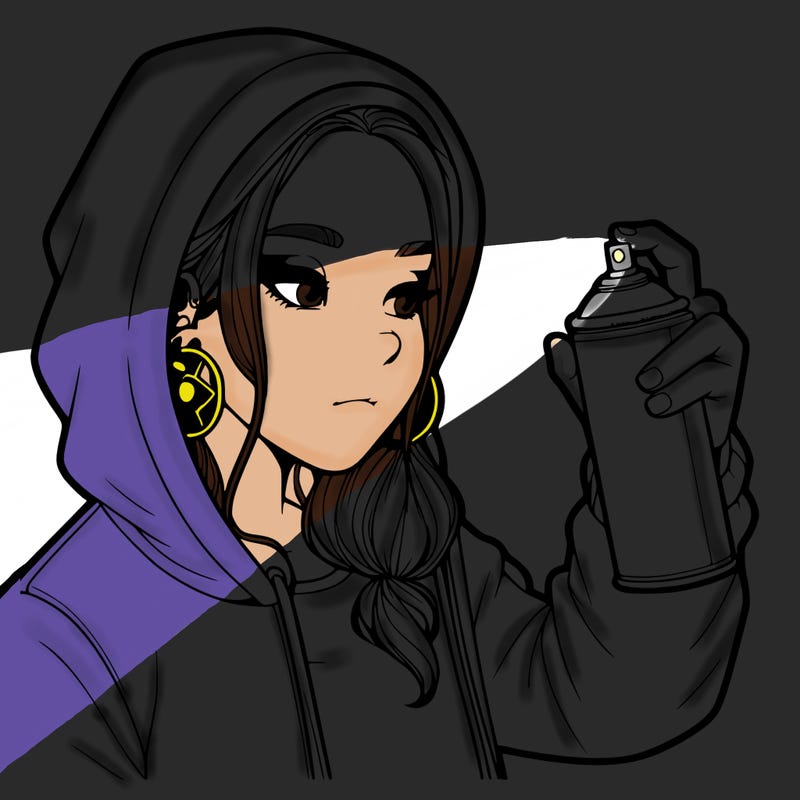 a realistic girl, spray painting