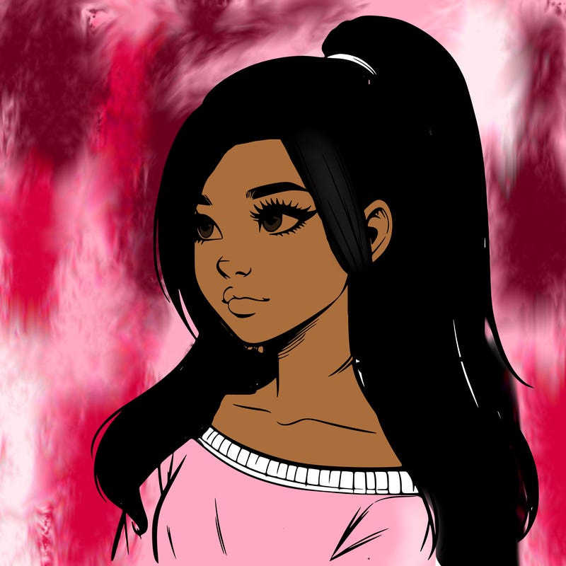 realistic girl with a high ponytail