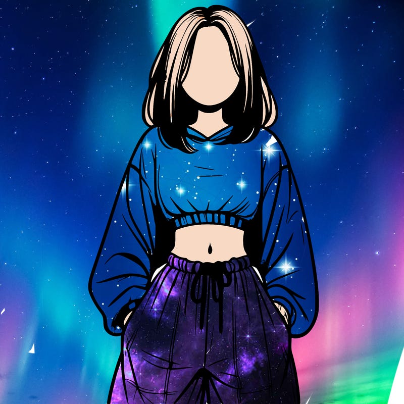 realistic girl faceless with baggy pants and a crop top
