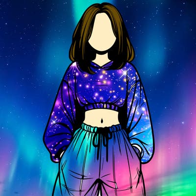 realistic girl faceless with baggy pants and a crop top