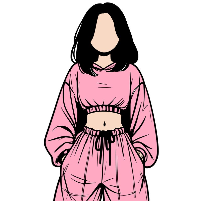 realistic girl faceless with baggy pants and a crop top