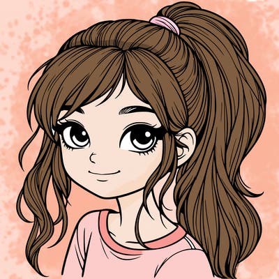 realistic girl with ponytail