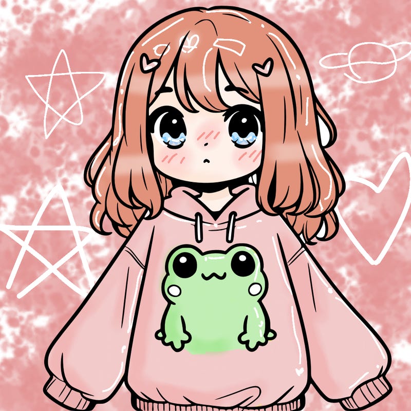 girl wearing frogging sweatshirt