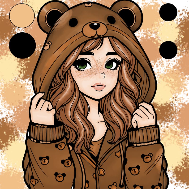 realistic girl in a animal pjs hoodie