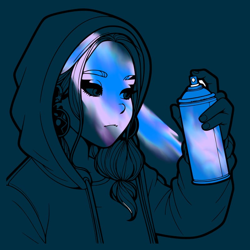 a realistic girl, spray painting