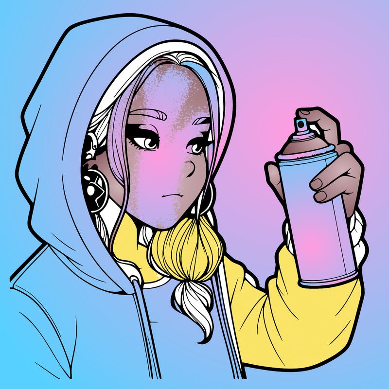 a realistic girl, spray painting