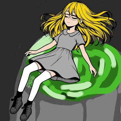 realistic girl floating