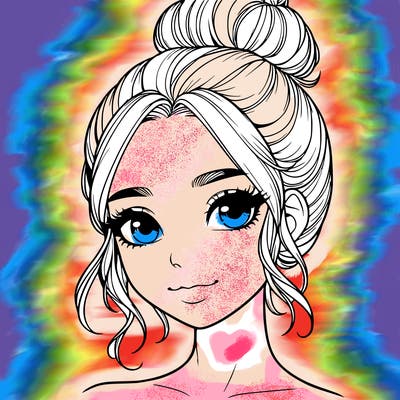 realistic pretty girl with hair in bun