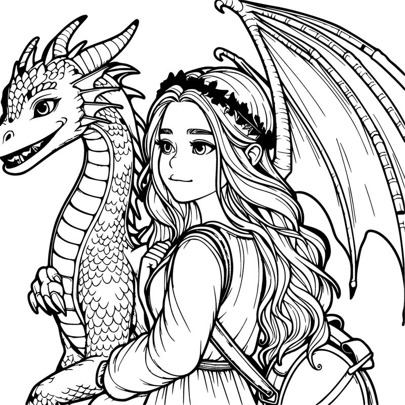 realistic girl in her dragon