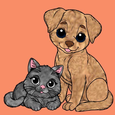 realistic cat and dog