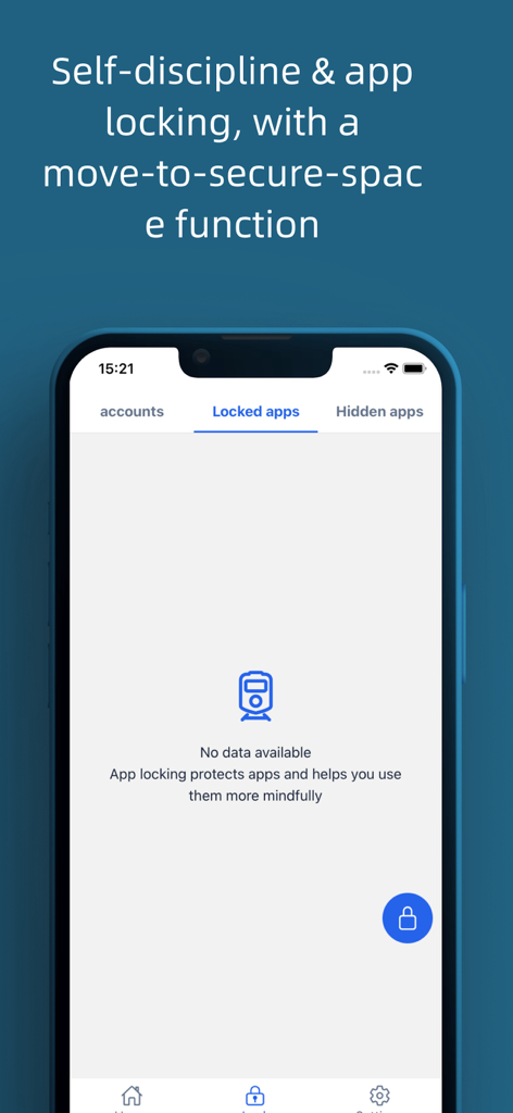 PasswordSafe -Password Manager - Interface of the PasswordSafe app showing the self discipline and app locking features on an iPhone