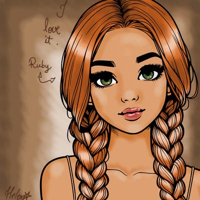 realistic girl with braids