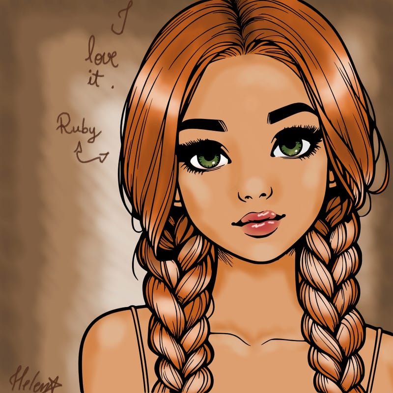 realistic girl with braids