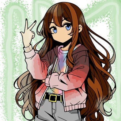one anime girl with long hair and a cool pose