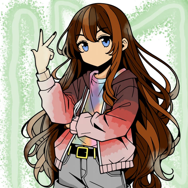 one anime girl with long hair and a cool pose