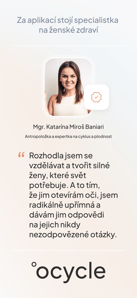 Ocycle ovulation & cycle app - Profile of cycle and fertility expert Katarina Miros Baniari for the Ocycle app