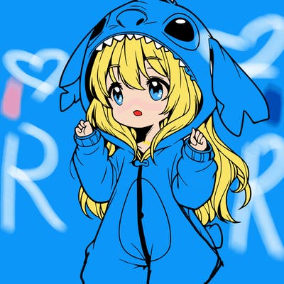 anime girl in a stitch onsie