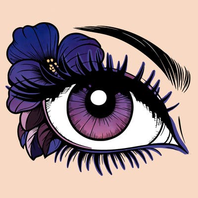 realistic eye with flower