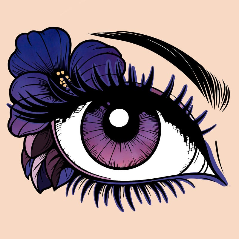 realistic eye with flower