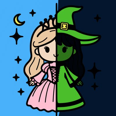 split princess and witch