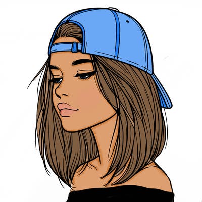 realistic  girl with a backwards hat