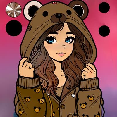 realistic girl in a animal pjs hoodie