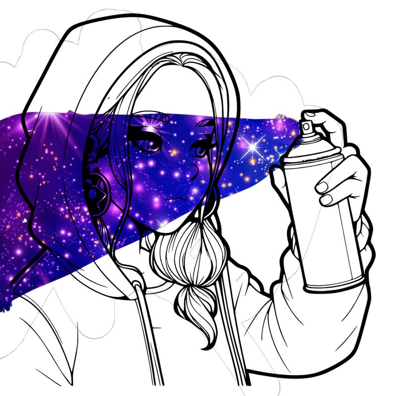 a realistic girl, spray painting