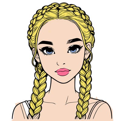 realistic girl with braids