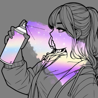 a realistic girl spray, painting