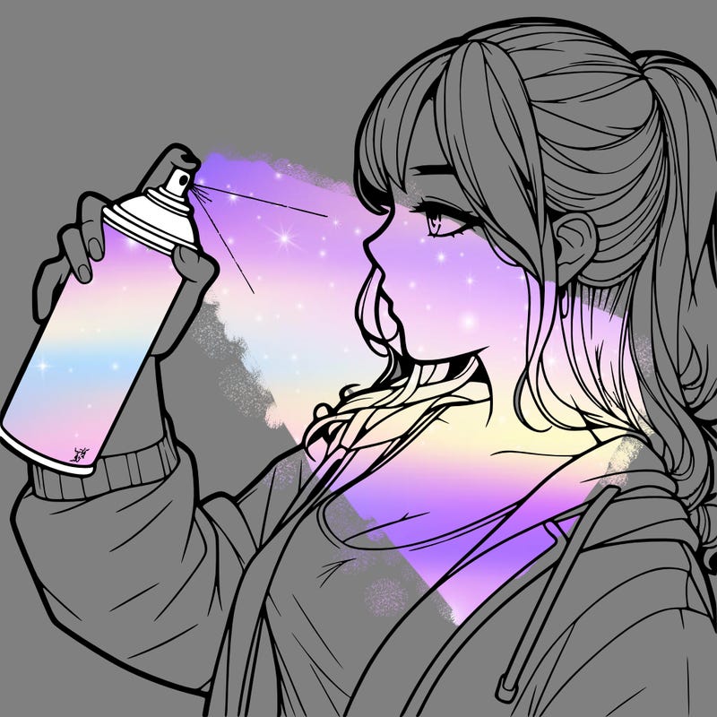 a realistic girl spray, painting