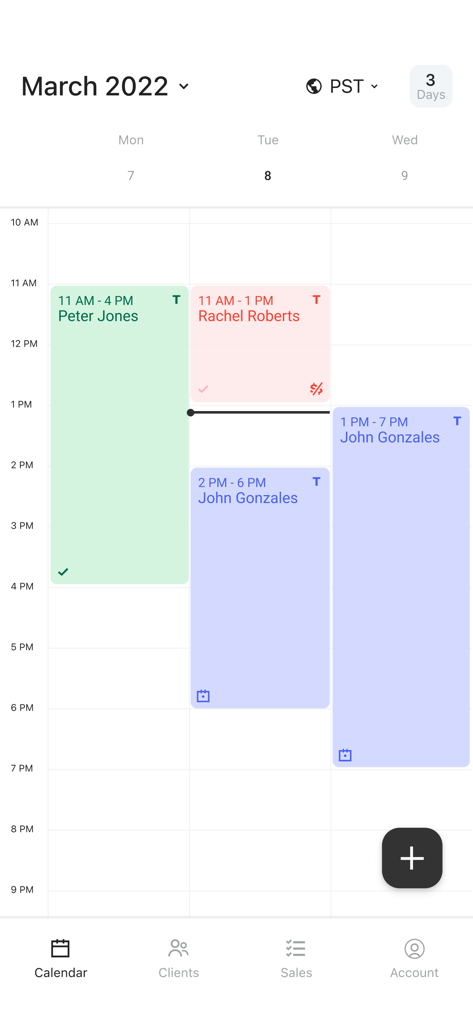Linework app - Linework App Kalender-Oberfläche, die einen professionellen Tattoo-Künstler-Terminplan zeigt