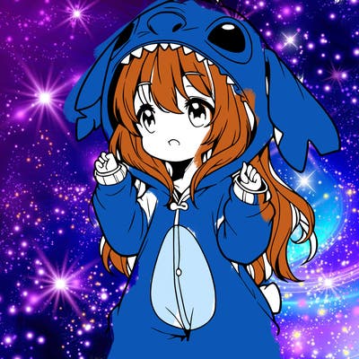 anime girl in a stitch onsie
