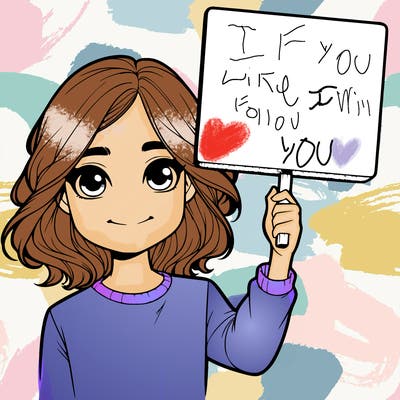 realistic girl holding up a sign