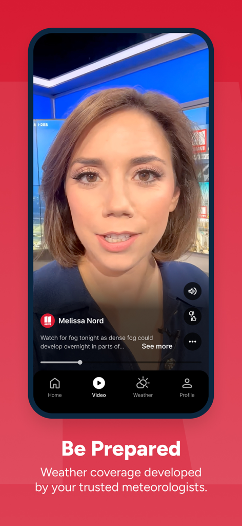 Meteorologist Melissa Nord providing a weather update in the Atlanta News from 11Alive mobile app