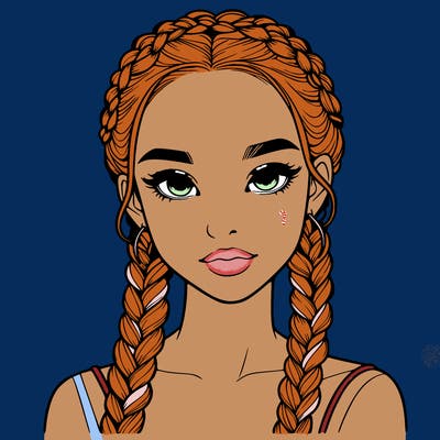 realistic girl with braids