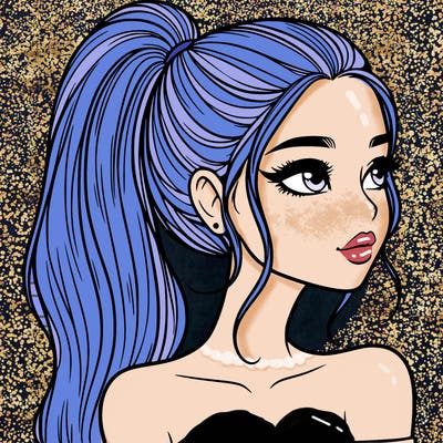 a beautiful and realistic girl with a high pony tail