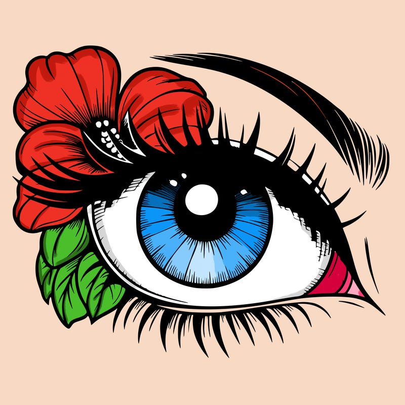 realistic eye with flower