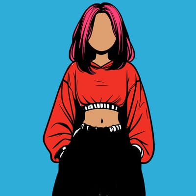 realistic girl faceless with baggy pants and a crop top
