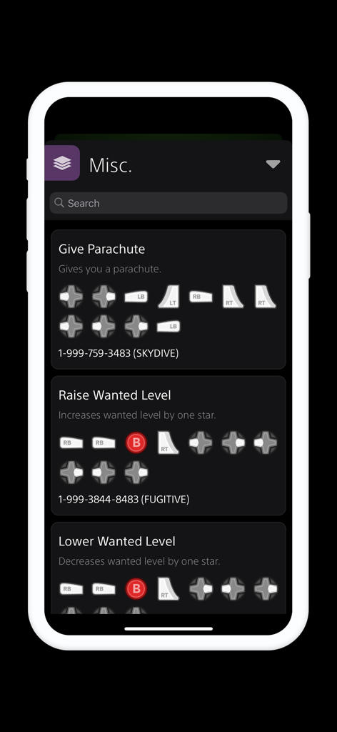낙하산 및 수배 수준을 위한 GTA V 치트 코드 목록 (Xbox 컨트롤러 시퀀스 포함)