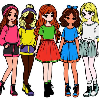a group of five girls