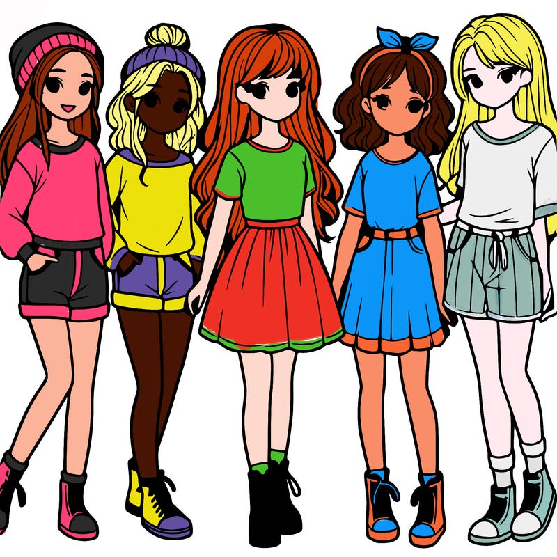 a group of five girls