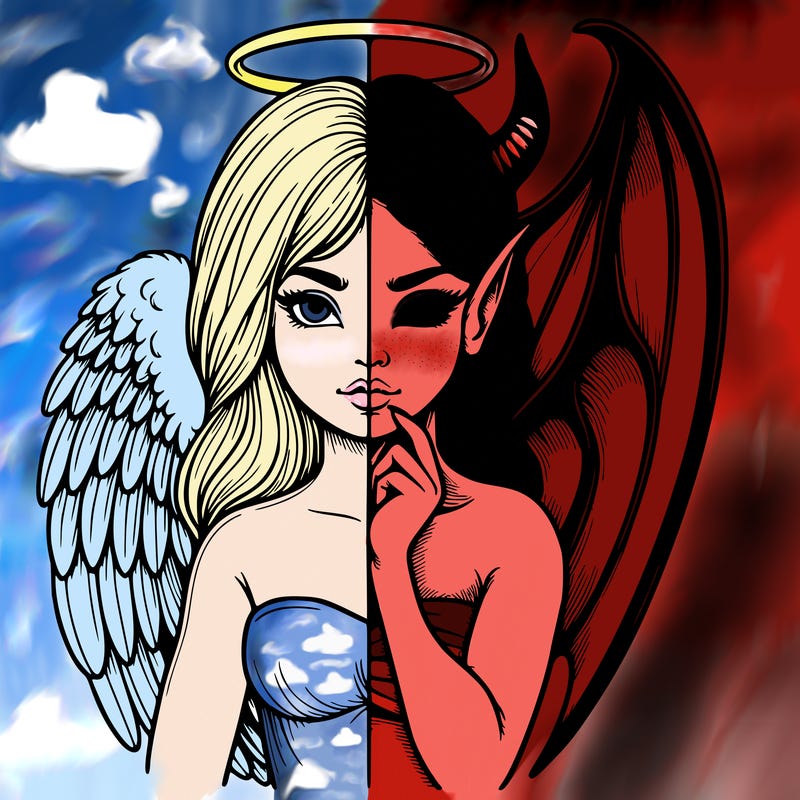 realistic angel half demon