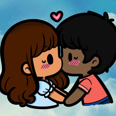 a girl and a boy kissing