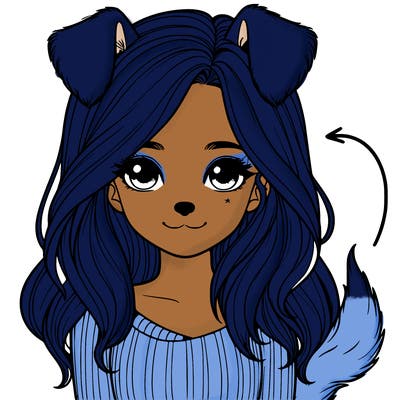 realistic girl with dog ears and dog tail