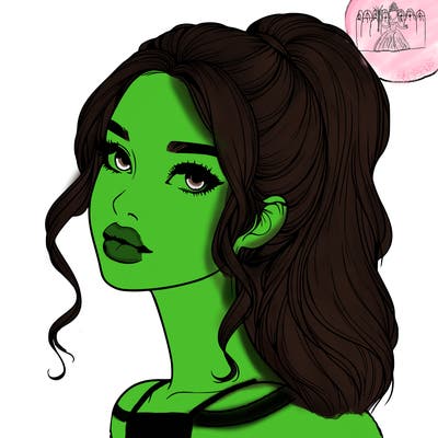 realistic girl with a ponytail on her hair and lips