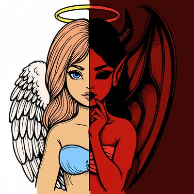 realistic angel half demon