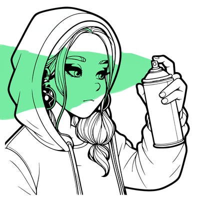 a realistic girl, spray painting