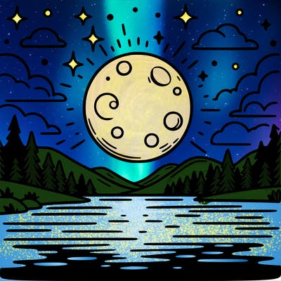 moonlight shining on a lake